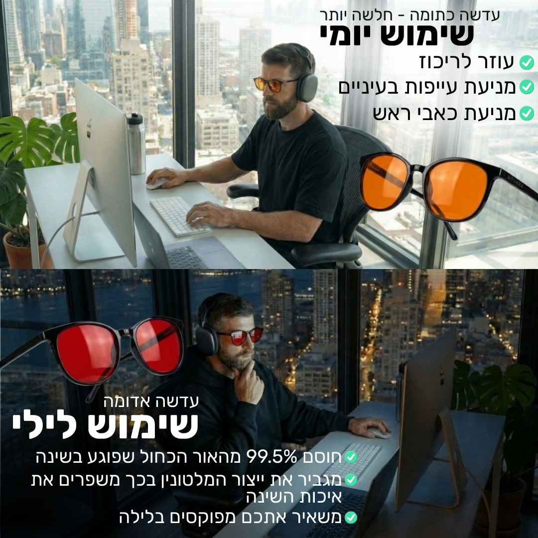 BlueShield - משקפי חסימת 99.5% אור כחול